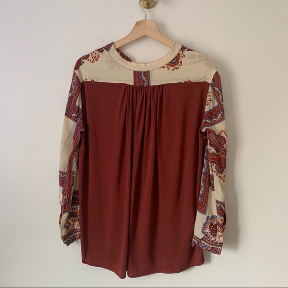 Anthro Tiny | Red Paisley Long Sleeve Blouse - Picture 7 of 9